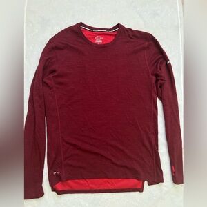 Nike Red Long Sleeve Performance Tee Dri-Fit